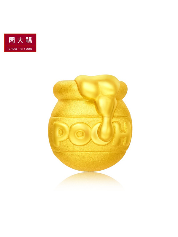 周大福迪士尼小熊维尼蜜糖罐转运珠足金黄金吊坠R18819