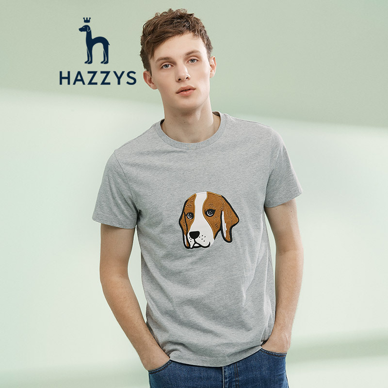 【PHIZ系列】哈吉斯HAZZYS 夏装新款T恤男大狗图案POLO衫
