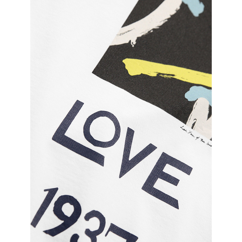 IZOD2018新短袖T恤男 夏季纯棉TEE撞色板画LOVE字母休闲印花半袖体恤衫
