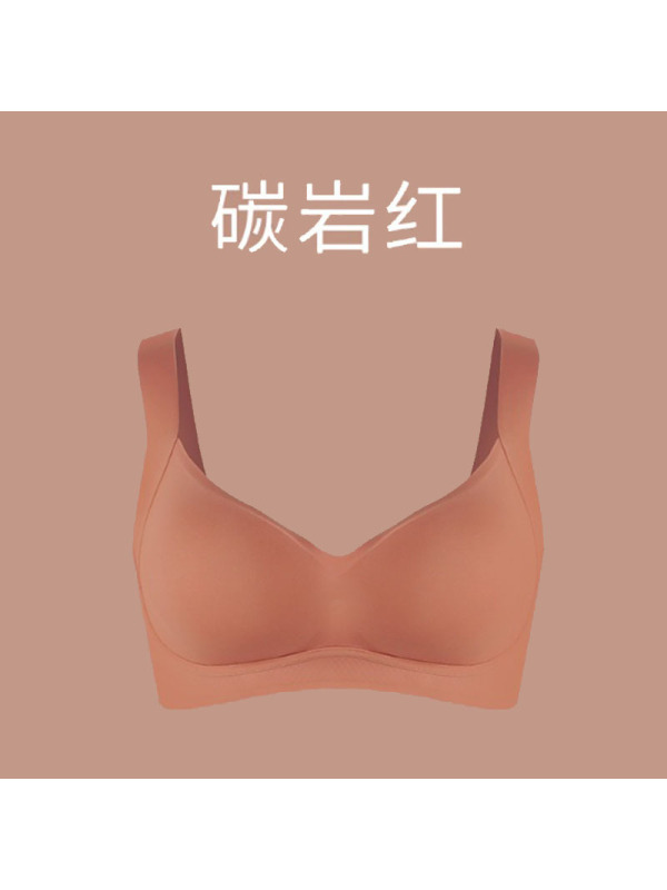 性感裸感无痕乳胶内衣女承托力无钢圈防震聚拢背心式睡眠文胸套装