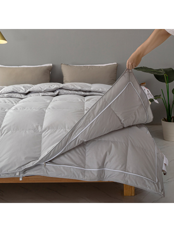 双胎子母被二合一全棉贡缎春秋加厚白鹅绒冬被四季用羽绒被