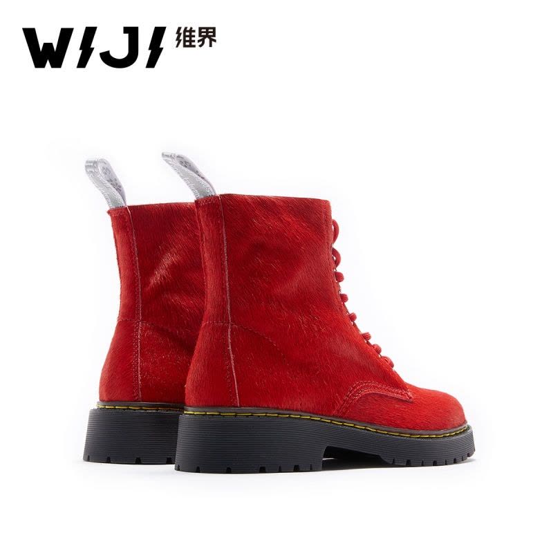 WIJI冬季新款时尚休闲个性高帮女鞋纯色青春气质透气魅力马丁靴女图片