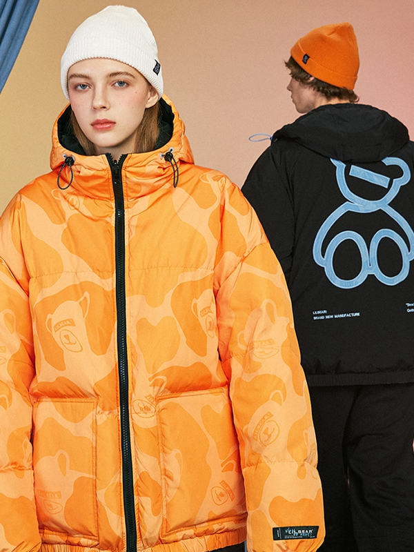 LILBEAR小熊羽绒服男冬季保暖极寒服情侣连帽外套潮【尺码偏大 建议拍小一码】