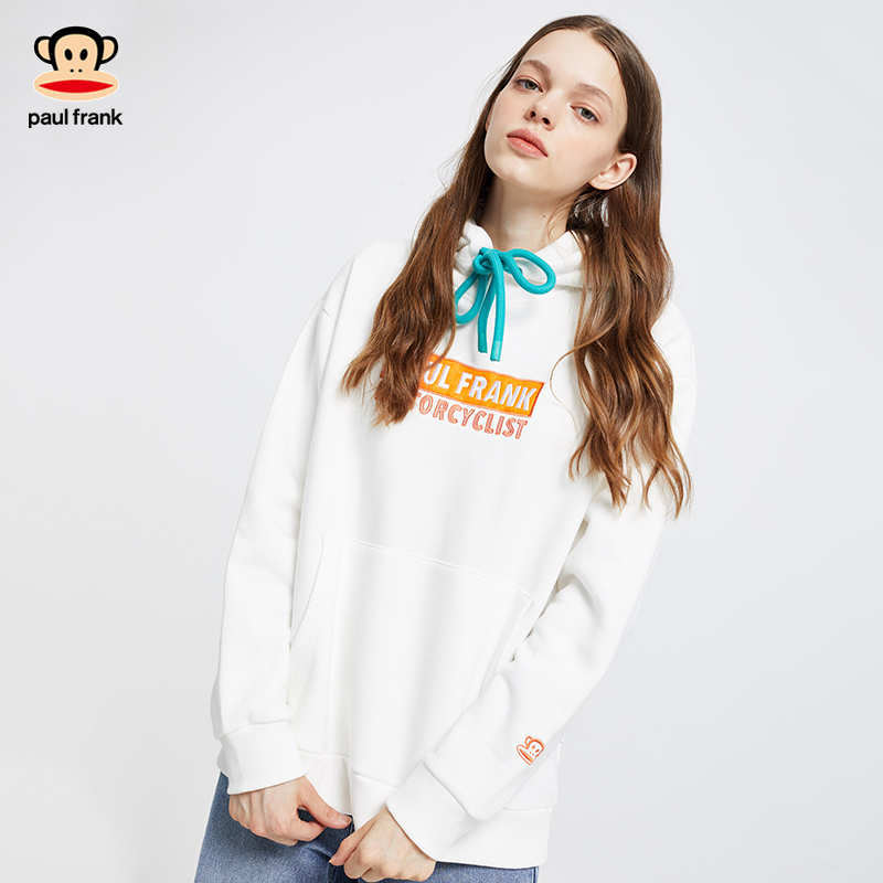 Paul Frank/大嘴猴秋新款卫衣女韩版纯棉印花休闲连帽针织衫