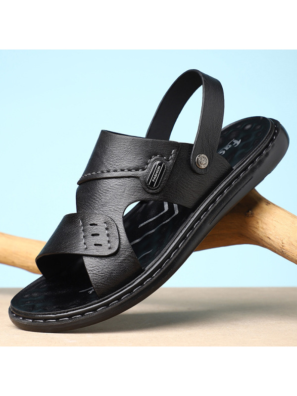 男款真皮两用沙滩鞋夏季新款时尚潮流凉拖鞋休闲户外凉鞋
