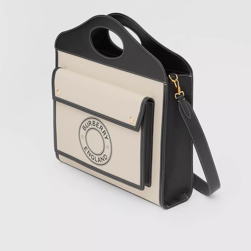 BURBERRY 博柏利 Pocket 手提包徽标中号 圆形徽标帆布织物8028041图片