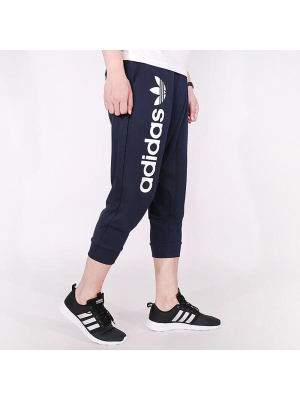 阿迪达斯三叶草男裤运动裤透气中长裤七分裤BQ5398