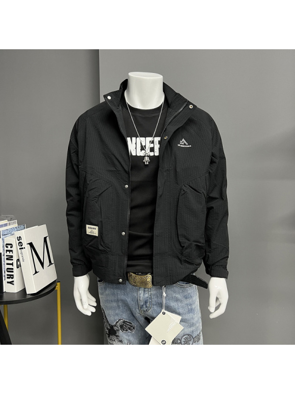 春秋薄款夹克外套男士秋装上衣修身时尚外穿新款欧洲站潮牌休闲潮