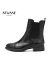 St&Sat/星期六冬季新款牛皮拼接蛇纹圆头短靴女鞋SS64117122
