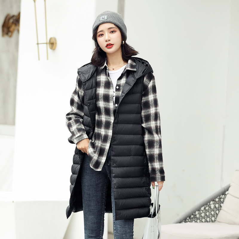 高梵(GOLDFARM)2019年女装新款中长款轻暖舒适羽绒马甲