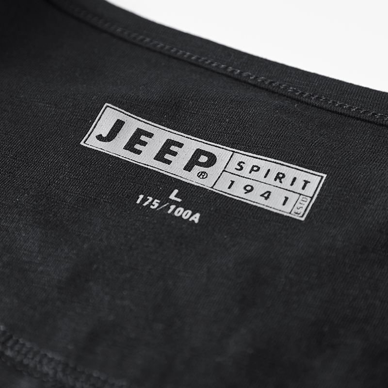JEEP/吉普秋季新款长袖T恤男宽松圆领休闲运动打底衣男纯色上衣潮