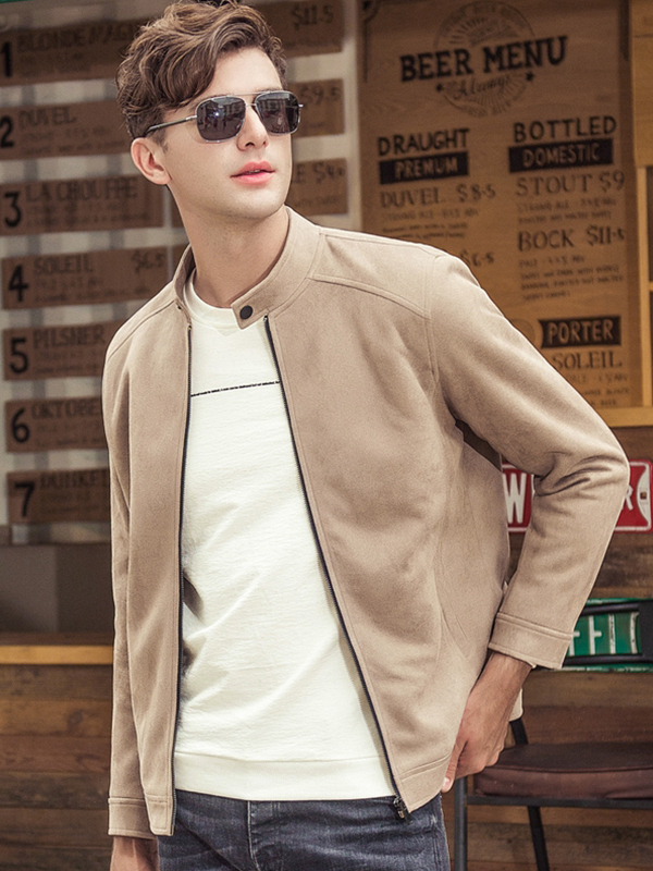 卡帝乐鳄鱼(CARTELO)2018秋季新品夹克男商务休闲麂皮绒外套男BAD38350