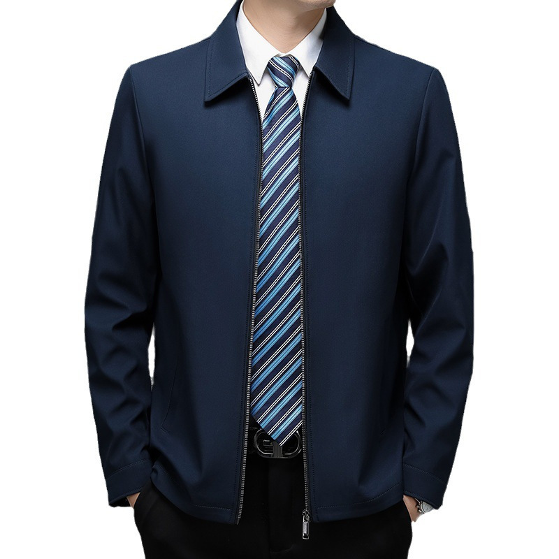 男士中年夹克休闲外套春秋新款男式爸爸装上衣商务夹克男外套