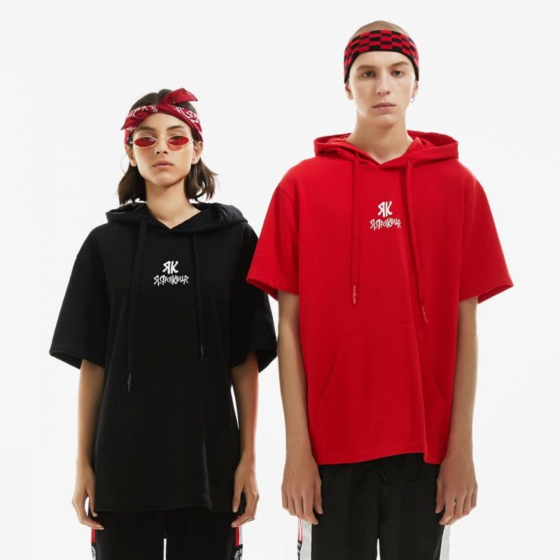 马克华菲潮牌RESHAKE华菲型格男装2019春新款情侣连帽卫衣短袖潮男图片