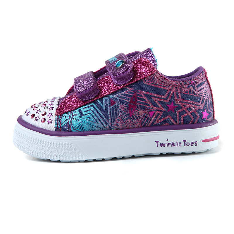 Skechers斯凯奇女婴童休闲鞋新款彩色闪灯低帮魔术贴运动鞋10728N