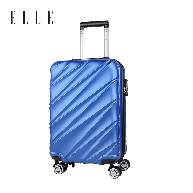 ELLE（她）20寸万向轮90007斜纹时尚拉杆箱 蓝色 万向轮拉杆箱 PC+ ABS