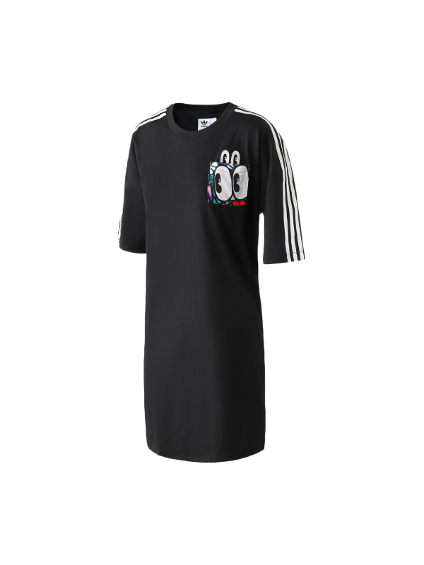 阿迪达斯三叶短袖女2019夏新款大眼睛花卉长款连衣裙T恤DV2669