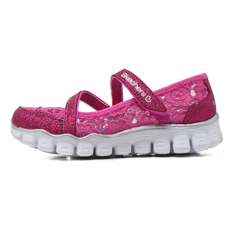 skechers斯凯奇正品童鞋女小大童镂空夏季休闲运动鞋664041L/H PK 664041L/HPK桃红