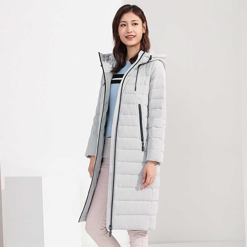 千仞岗秋冬新款羽绒服女简约休闲中长款连帽羽绒服