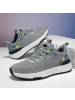 男士新款飞织百搭休闲厚底拼色系带圆头织物注塑浅口运动风男鞋
