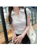 含棉 辣妹风polo领短袖T恤女新款设计感小众修身显瘦短款上衣
