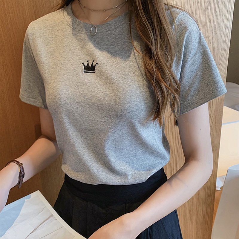糖果色女式修身短袖T恤女夏短款打底衫上衣韩国女装