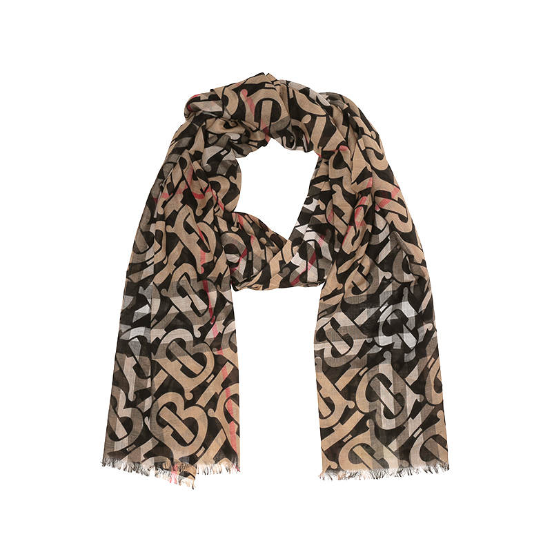 博柏利巴宝莉burberry男女通用款绵羊毛桑蚕丝围巾丝巾80558621