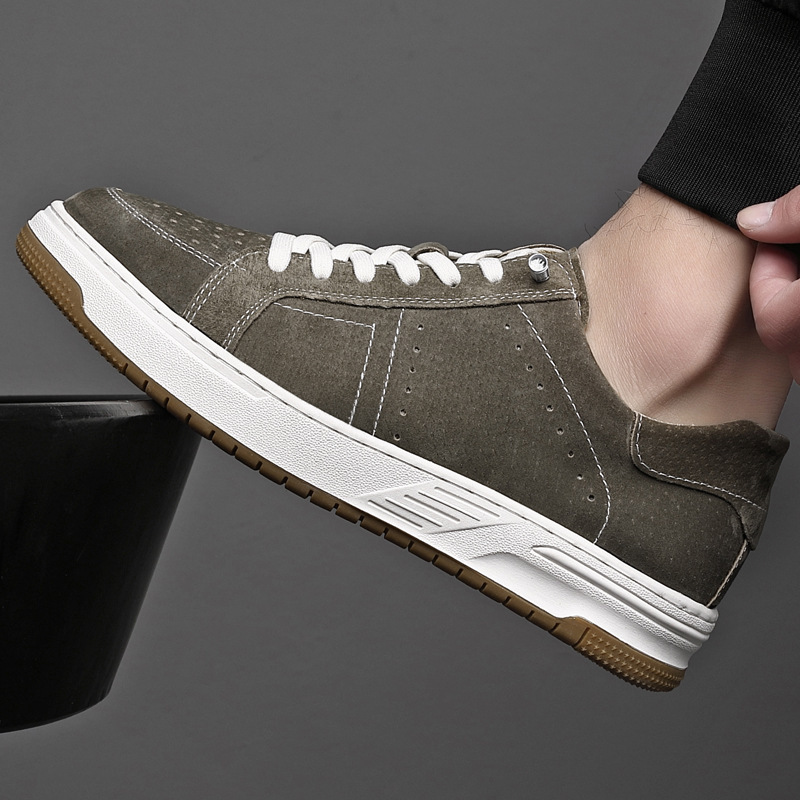 男鞋真皮2025春季新款休闲皮鞋男士软底一脚蹬板鞋运动鞋