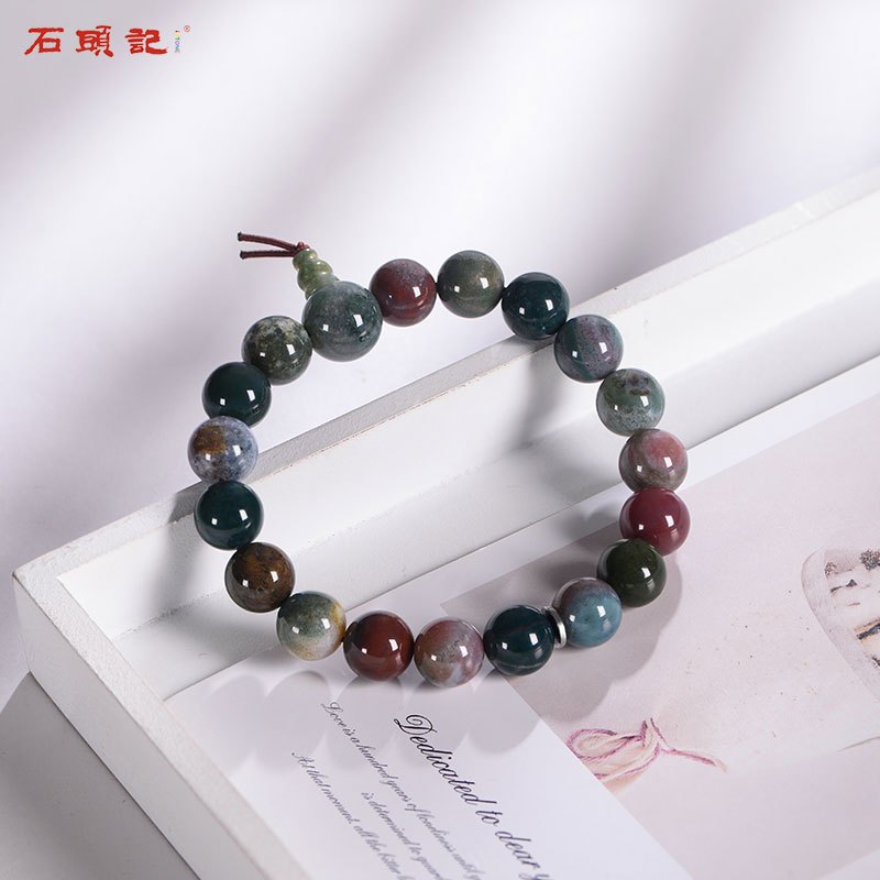 石头记一往情深七彩玉天然玛瑙手链手串手珠单圈男女款