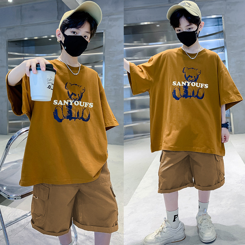 儿童装男童夏装套装新款夏季大童男孩夏款衣服潮帅气两件套薄