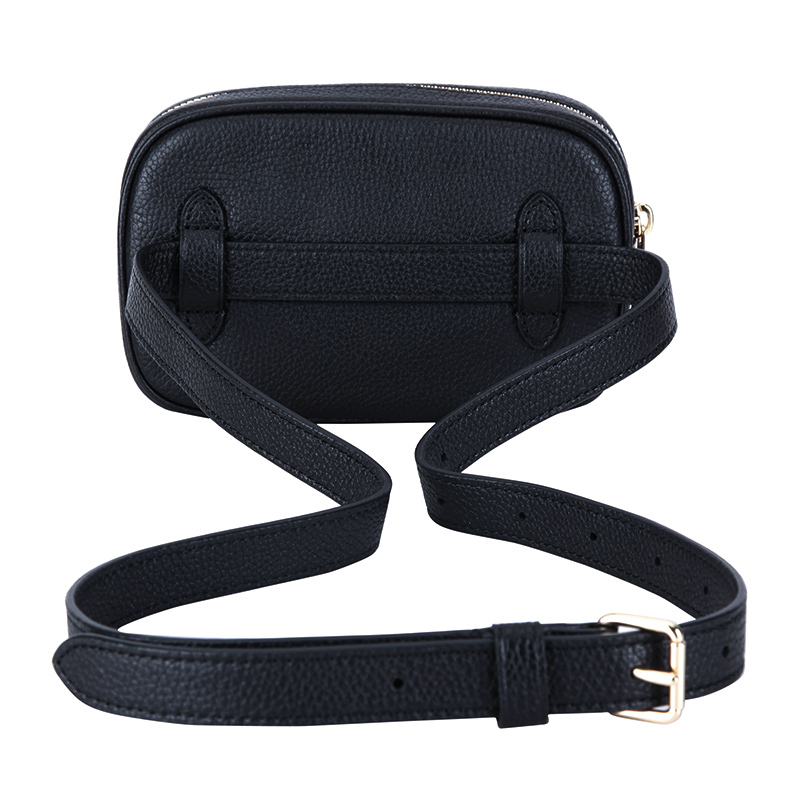 coach蔻驰奢侈品女士黑色皮质单肩斜挎腰包39938gdblk