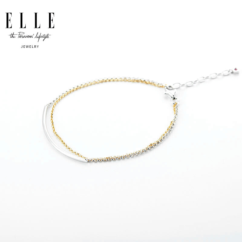 ELLE 饰品简约时尚 925银金色手链
