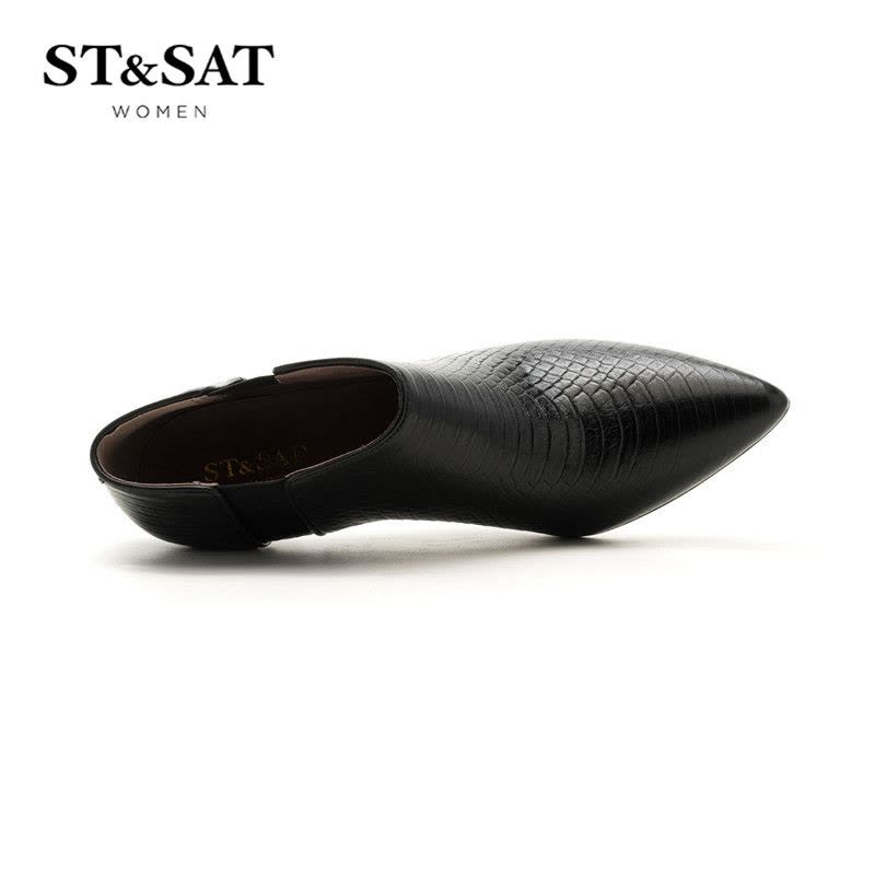 St&Sat/星期六尖头细高跟短靴女靴子SS73116387图片