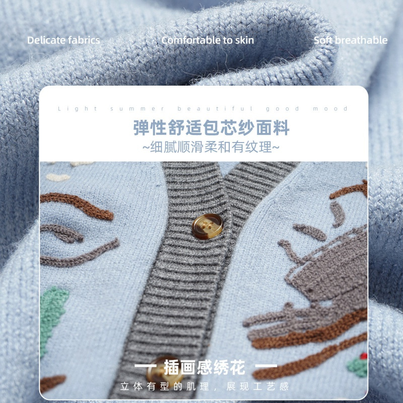 OUNIXUE欧昵雪 | [罗纹拼接V领毛衣马甲]秋冬季宽松针织衫背心上衣女士马夹