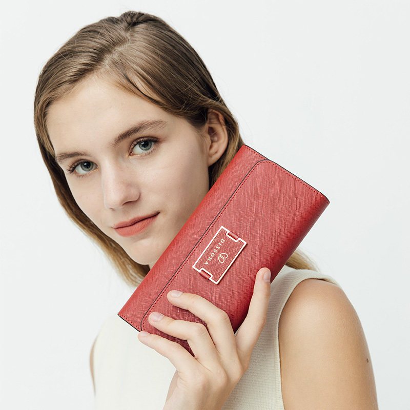 dissona迪桑娜真皮长款钱包女视频