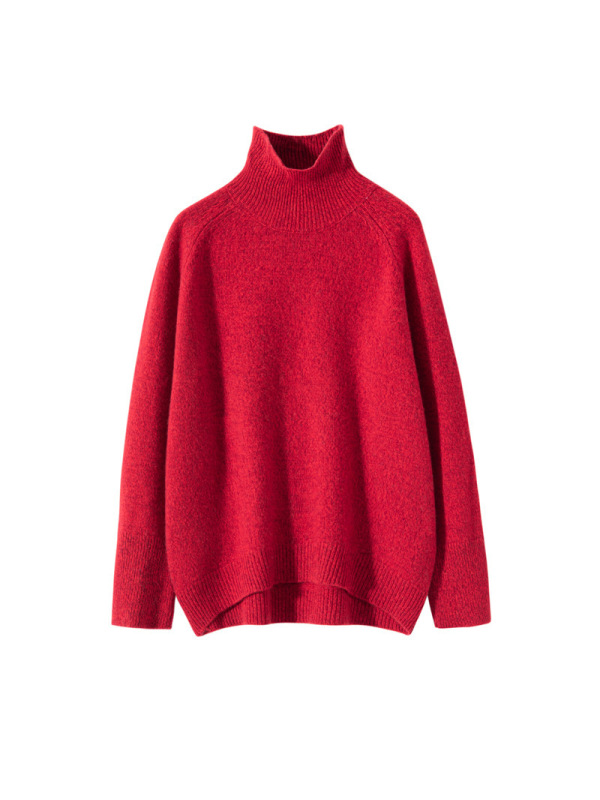 秋冬新款山羊绒衫女花纱针织打底衫宽松厚款套头长袖毛衣内搭上衣