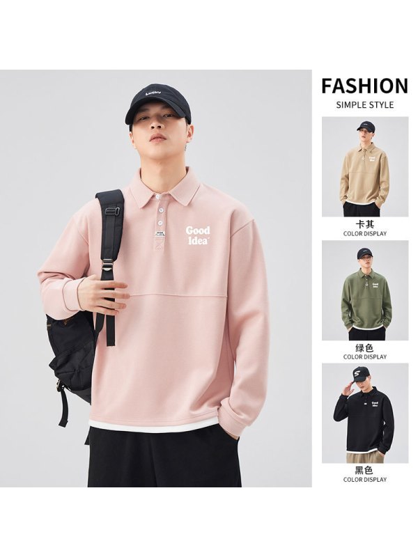 |年春款男士重磅翻领长袖POLO衫卫衣多色可选时尚百搭