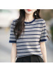 夏新款女装上衣全纯色棉针织衫短袖女T恤女圆领背心条纹