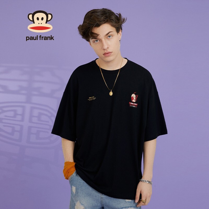 Paul Frank/大嘴猴 夏季经典印花短袖T恤男宽松圆领潮流 PFCTE212594M
