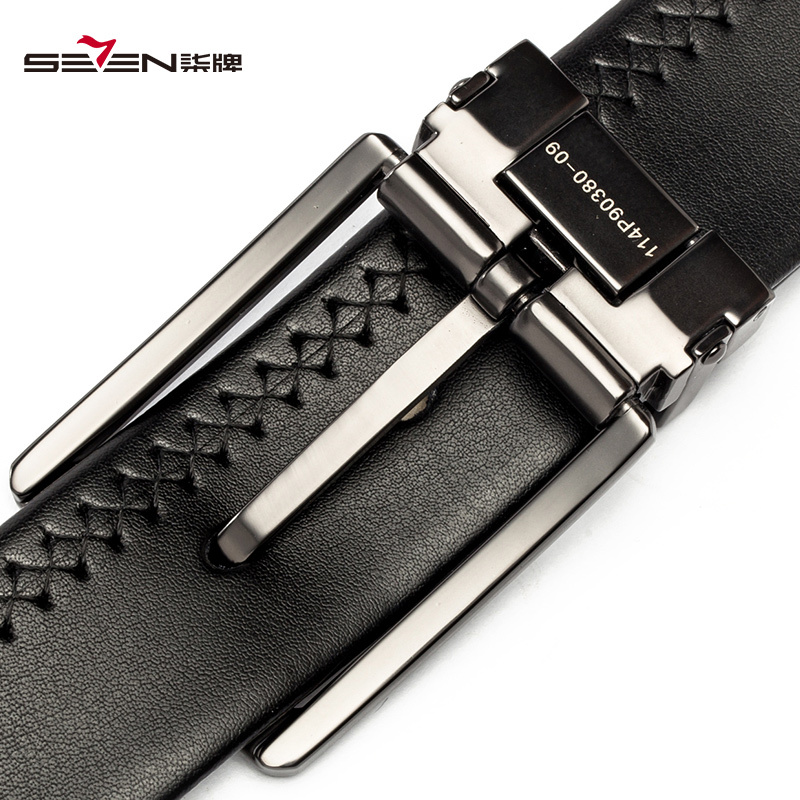 柒牌seven男士针扣皮带休闲简约青年韩版潮流扣针式牛皮腰带