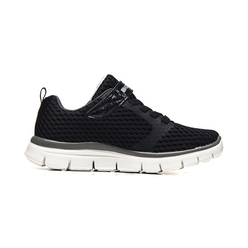 SKECHERS斯凯奇男小大童鞋魔术贴透气运动休闲鞋660014L 660014L/BKGY黑色+灰色