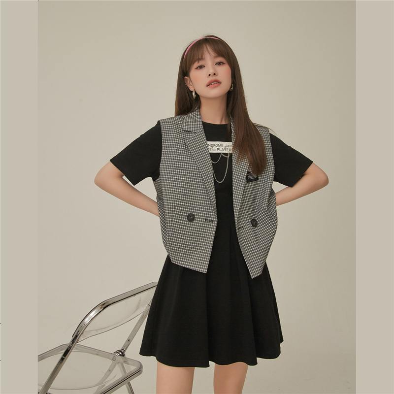 OtherMix潮酷西装马甲2021年夏季新款格子薄款时尚外搭短款女上衣