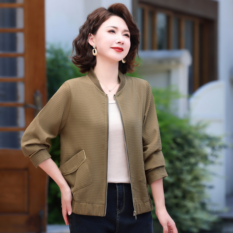 年中老年人薄款开衫时尚秋季妈妈装秋40岁中老年女装休闲外套