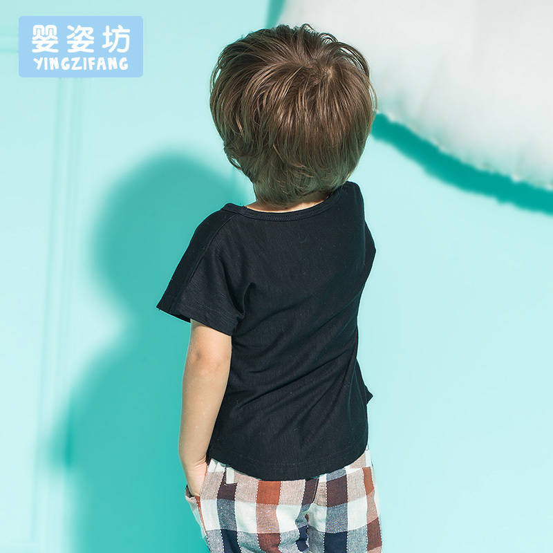 婴姿坊夏装男童休闲圆领T恤女童短袖上衣打底衫儿童1-4岁运动衣服
