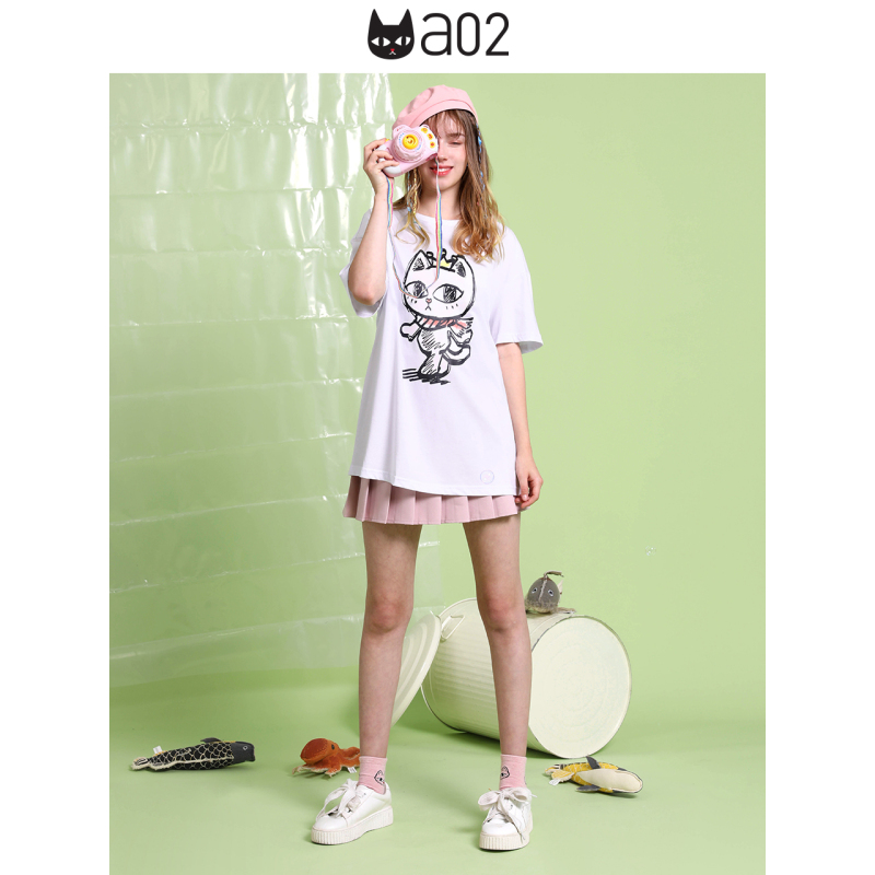 a02新款2020潮流宽松上衣女夏卡通印花短袖T恤女DVV2D0021KT
