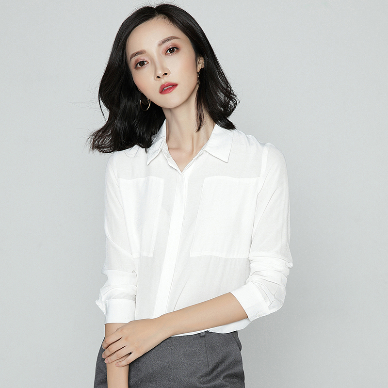 纯色衬衫女秋冬新款百搭显瘦时尚气质正装ol职业长袖衬衣