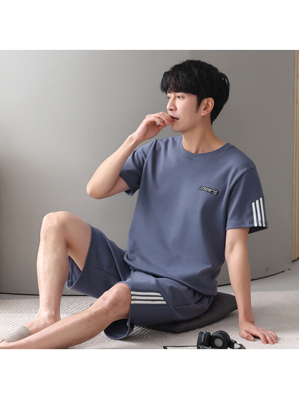 300斤加大码肥佬夏季睡衣男士短袖学生韩版运动风时尚家居服套装