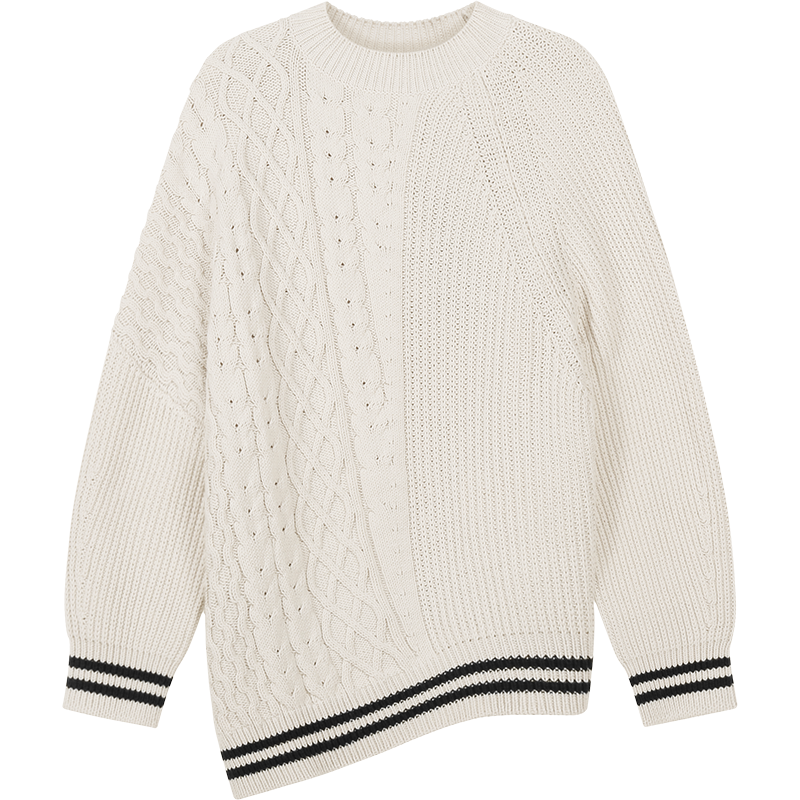 麦丝玛拉 Max Mara Weekend 女士棉/腈纶宽松版圆领长袖针织衫毛衣53661629 EBURNEA