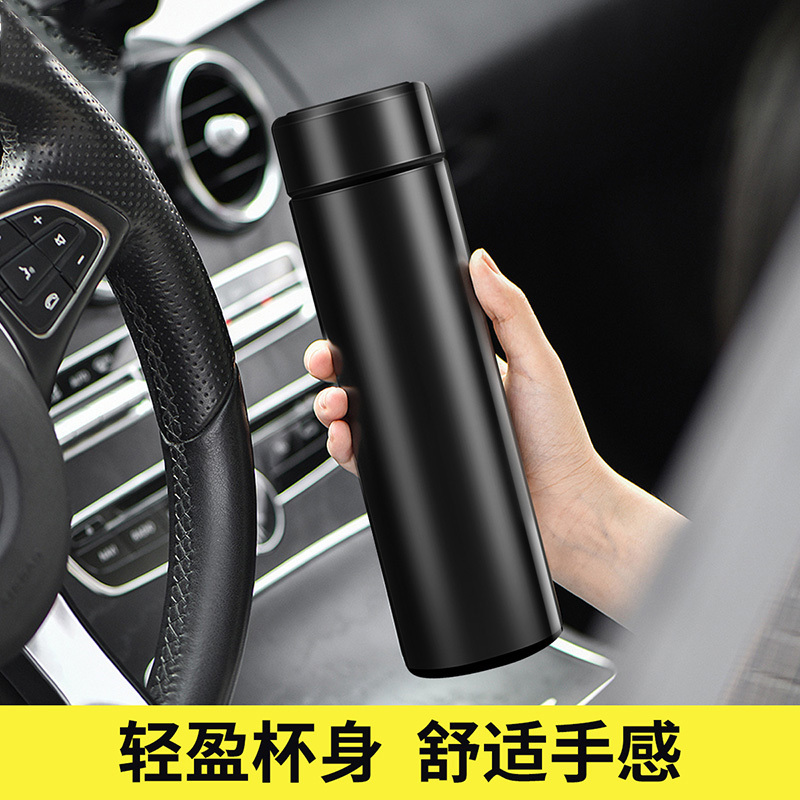单爱304不锈钢智能保温杯男女便携水杯大容量真空便携学生泡茶杯【304不锈钢+智能温度显示盖樱花粉保温杯500ml】