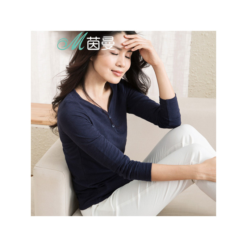 茵曼女装新款潮长袖T恤女打底衫女长袖简约百搭8510210396